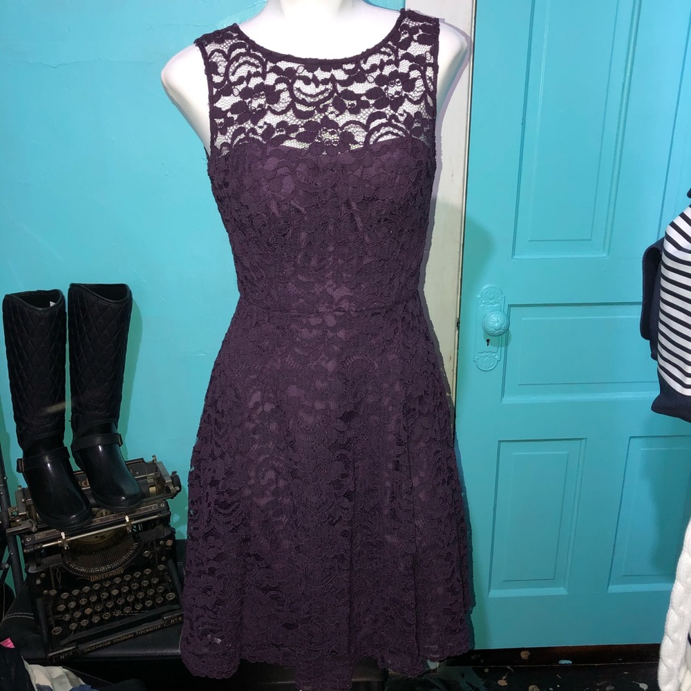 David’s Bridal purple dress